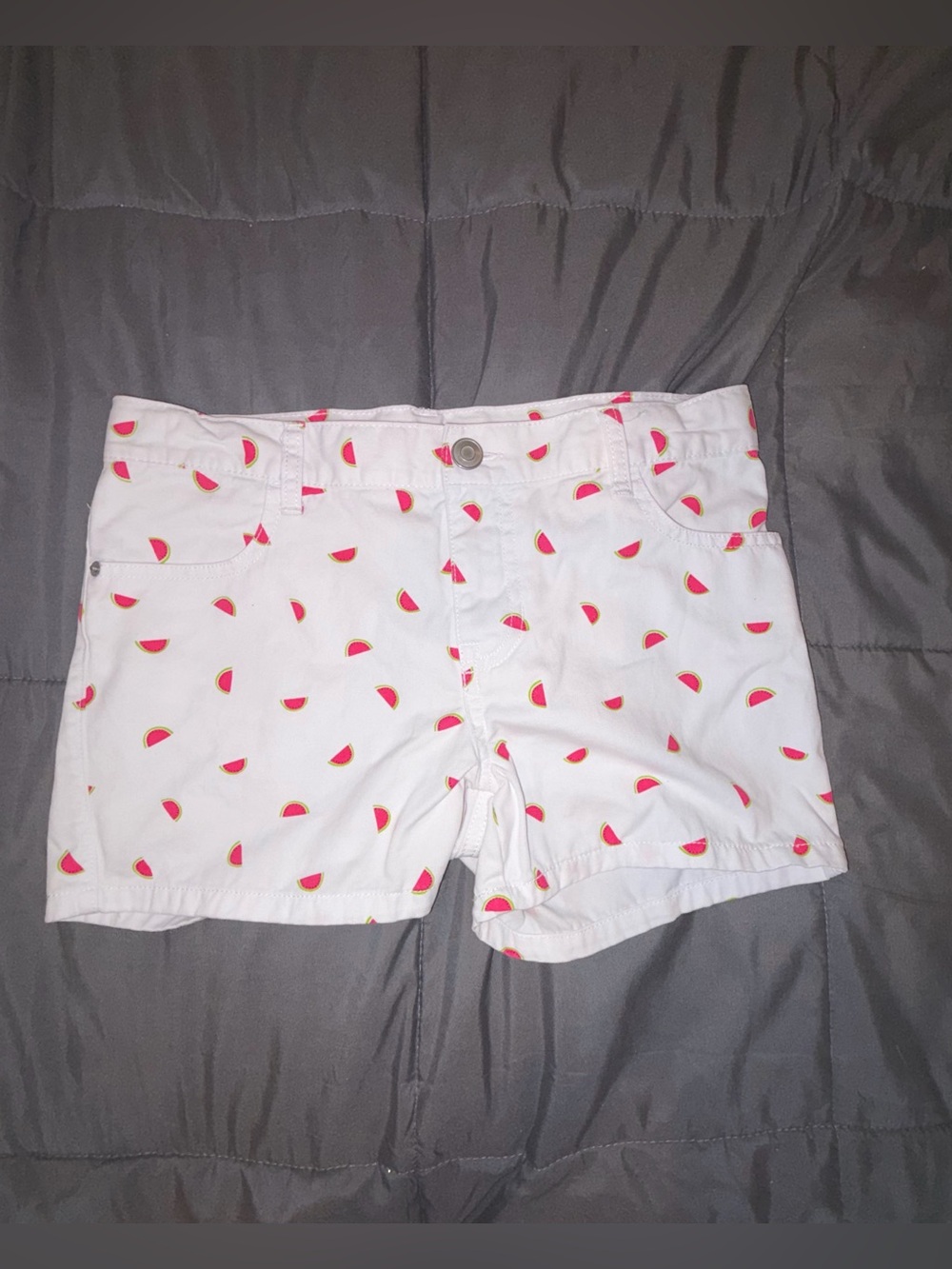 Girls Place Watermelon Print Shorts Size 12 Plus White Pink Summer Cotton